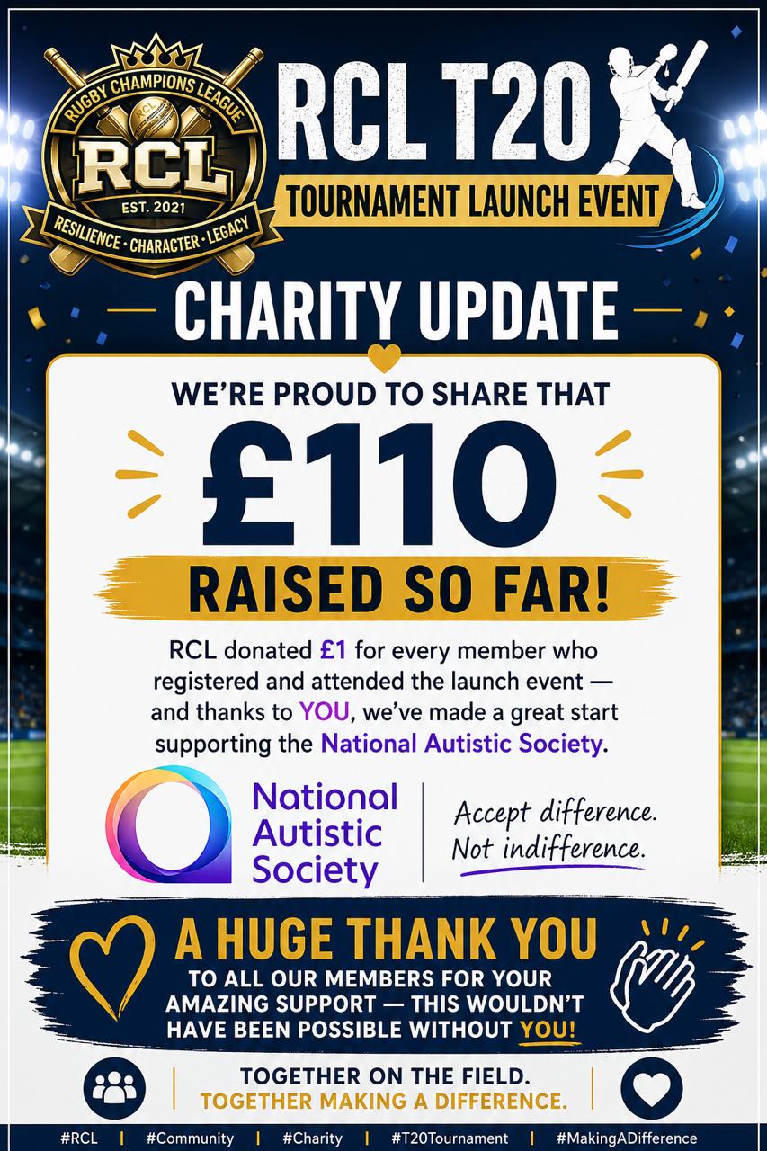RCL charity update from the launch event announcing £110 raised for the National Autistic Society